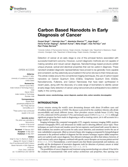 Carbon Based Nanodots in Early Diagnosis of Cancer