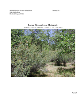 Lower Big Applegate Rangeland Health Analysis