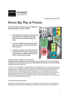 Enrico Baj: Play As Protest