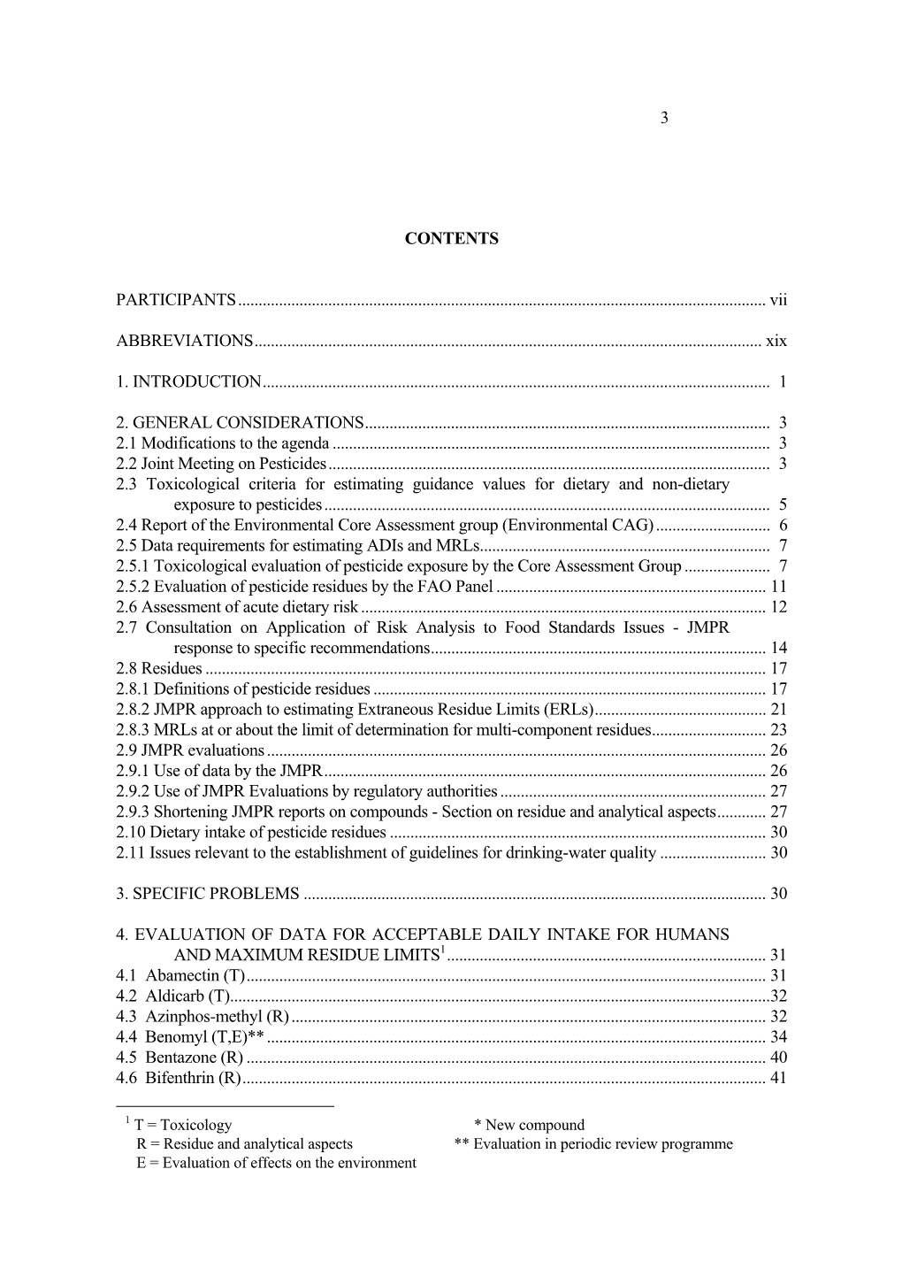 Report of the Environmental Core Assessment Group (Environmental CAG)