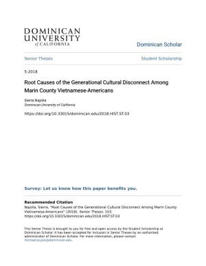 Root Causes of the Generational Cultural Disconnect Among Marin County Vietnamese-Americans