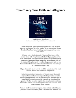 Tom Clancy True Faith and Allegiance Mark Greaney Scott Brick Bok PDF