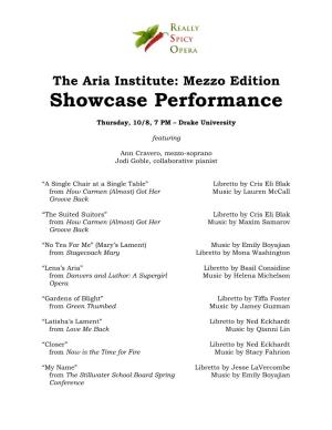 The Aria Institute: Mezzo Edition Showcase Performance