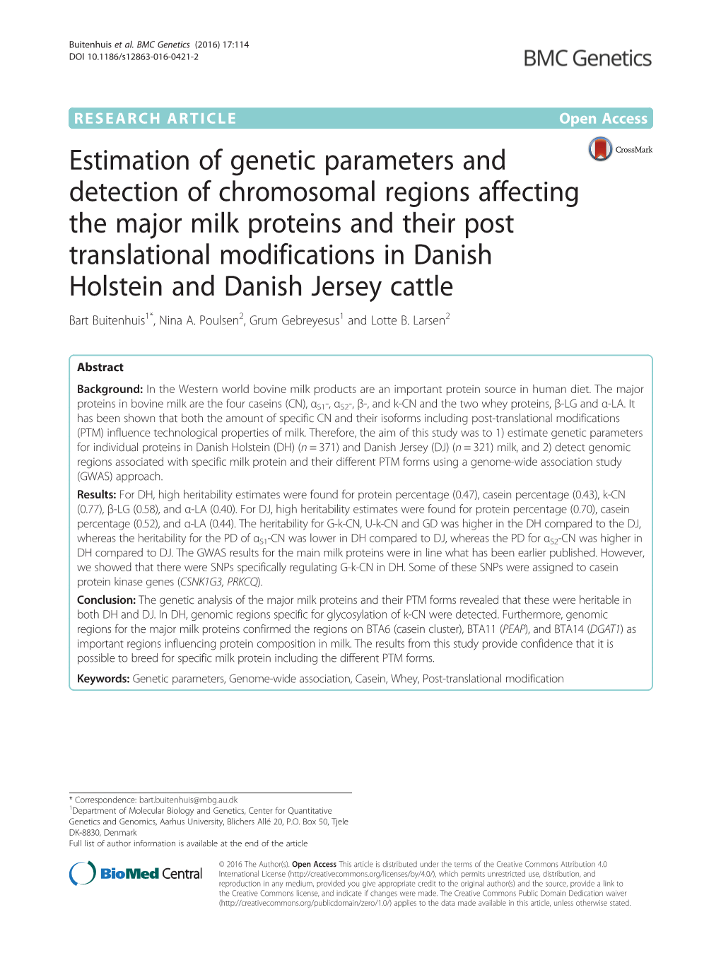 Estimation of Genetic Parameters and Detection of Chromosomal Regions