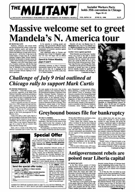 Massive Welcome Set to Greet Mandela's N. America Tour