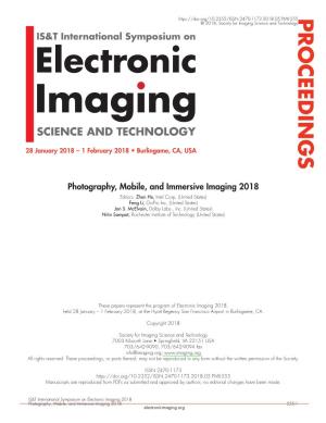 Photography, Mobile, and Immersive Imaging 2018