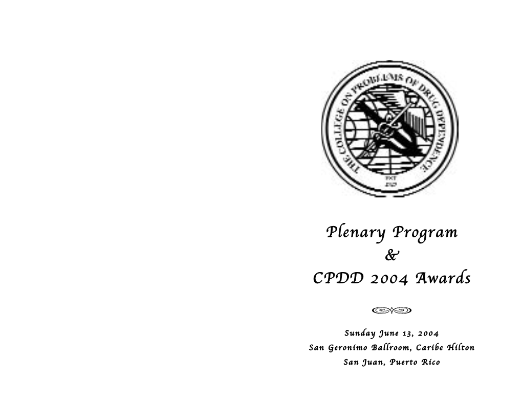 Plenary Program & CPDD 2004 Awards