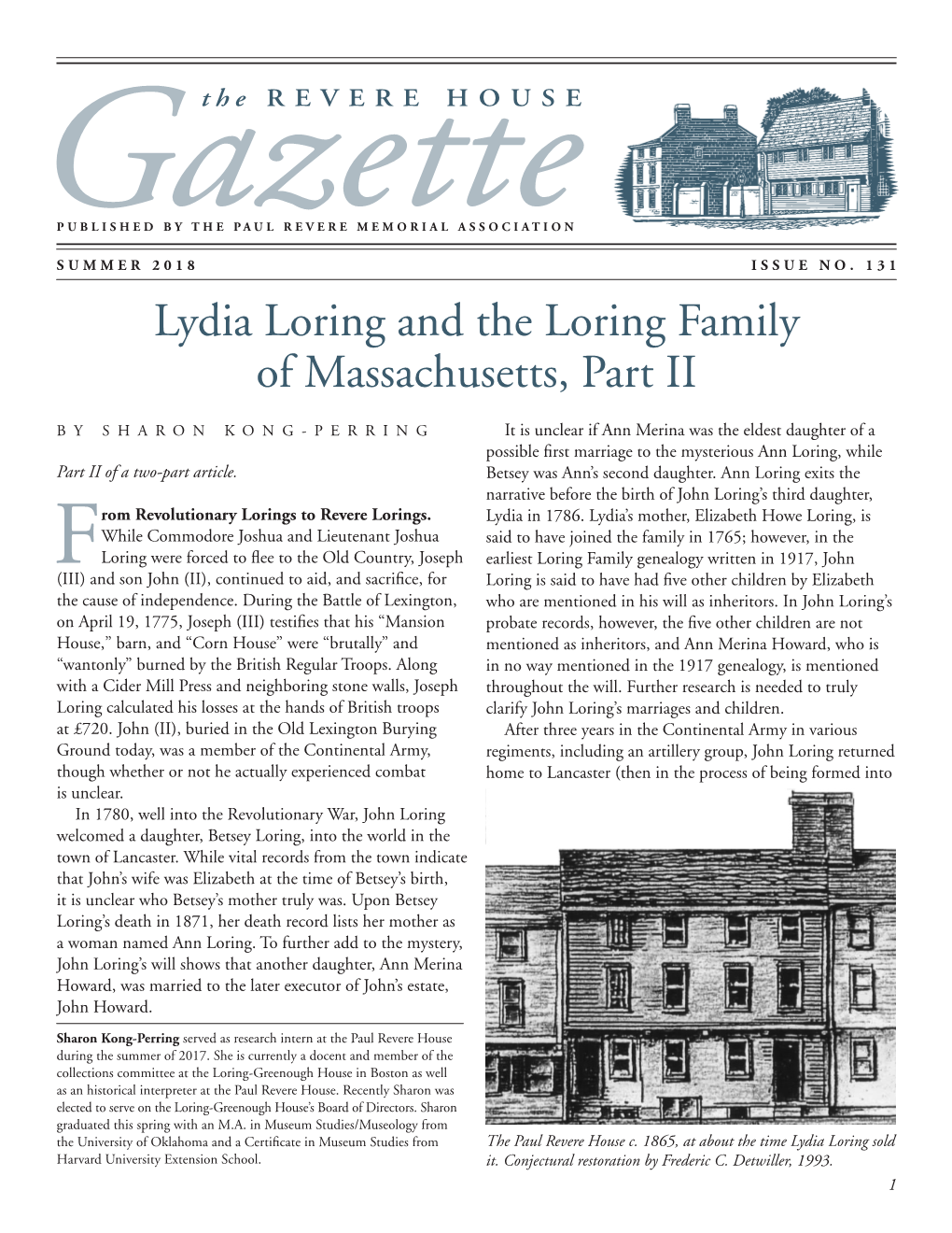 Lydia Loring and the Loring Family of Massachusetts, Part II