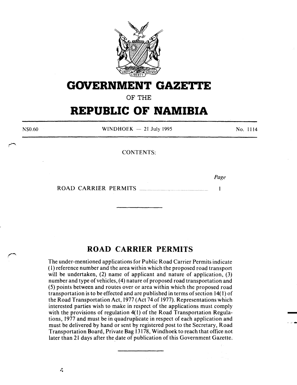 GOVERNMENT Gazetre REPUBLIC of NAMIBIA