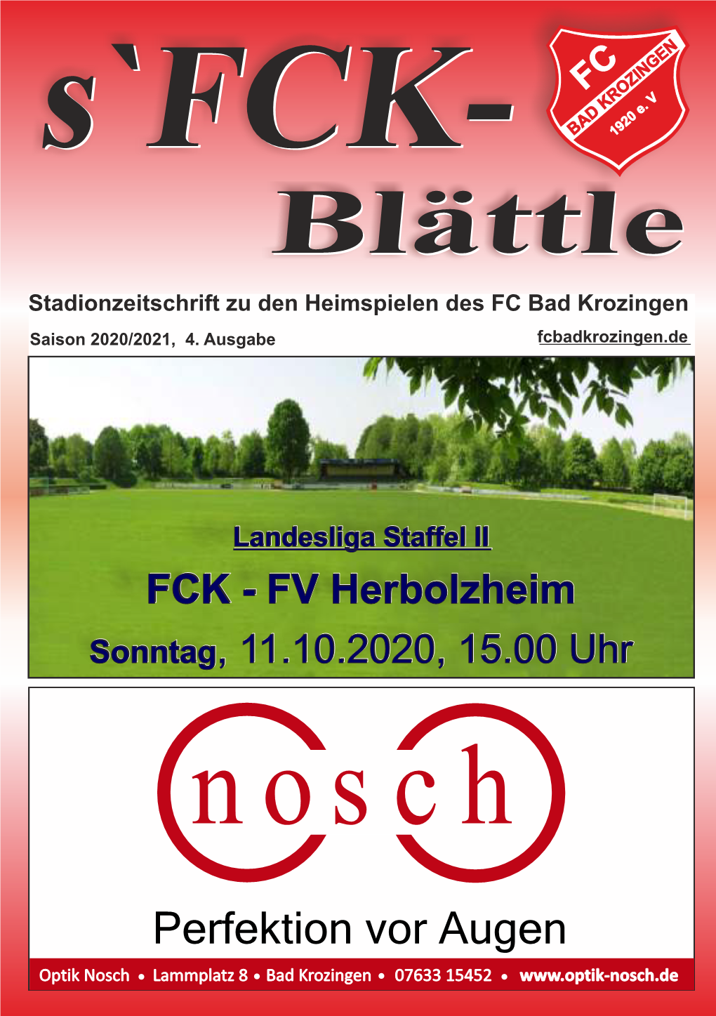 Blättle Stadionzeitschrift Zu Den Heimspielen Des FC Bad Krozingen Saison 2020/2021, 4