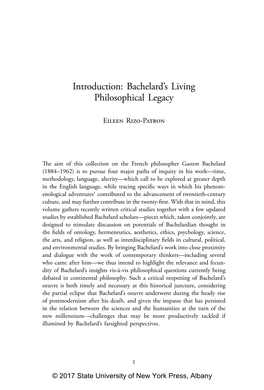 Introduction: Bachelard's Living Philosophical Legacy