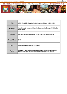 Title Wide Field CO Mapping in the Region of IRAS 19312+1950