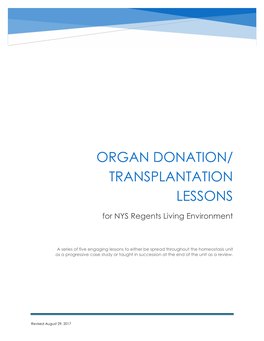 Organ Donation/ Transplantation Lessons