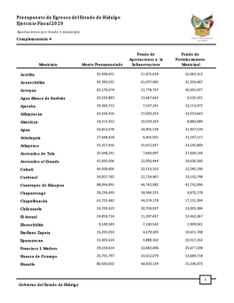 Complementario 4. Aportaciones Por Fondo Y Municipio