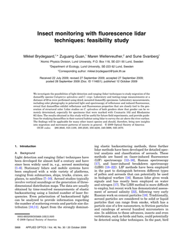 Insect Monitoring with Fluorescence Lidar Techniques: Feasibility Study