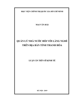 Quản Lý Nhà Nước Đối Với Làng Nghề Trên Địa Bàn Tỉnh Thanh Hóa