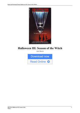 Halloween III: Season of the Witch by Jack Martin