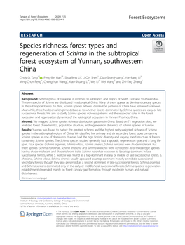 Schima in the Subtropical Forest Ecosystem of Yunnan, Southwestern China Cindy Q