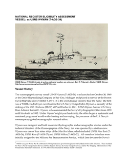 Ex-USNS WYMAN (T-AGS-34) Vessel History