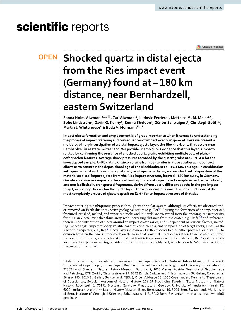 Shocked Quartz in Distal Ejecta from the Ries Impact Event