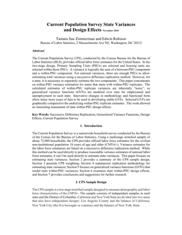 Current Population Survey State Variances and Design Effects November 2018