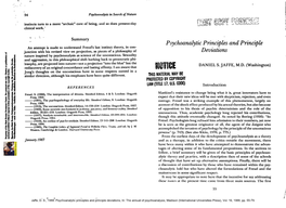 Psychoanalytic Principles and Principle