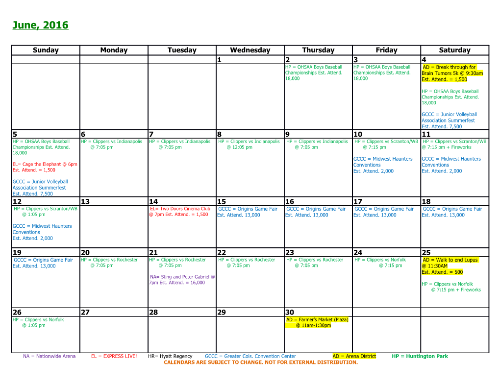 Calendars Are Subject to Change. Not for External Distribution s3