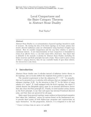 Local Compactness and the Baire Category Theorem in Abstract Stone Duality
