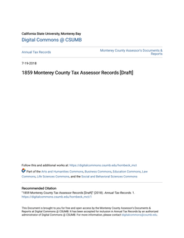 1859 Monterey County Tax Assessor Records [Draft]