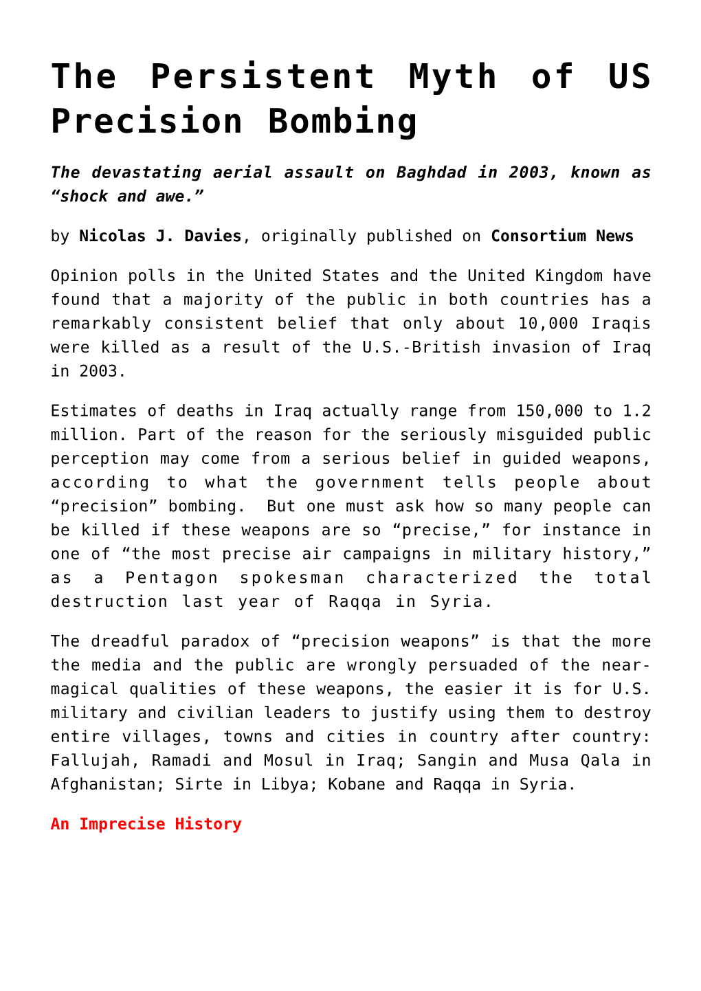 The Persistent Myth of US Precision Bombing