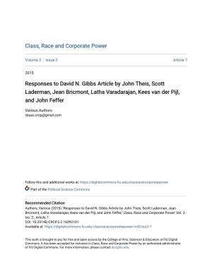 Responses to David N. Gibbs Article by John Theis, Scott Laderman, Jean Bricmont, Latha Varadarajan, Kees Van Der Pijl, and John Feffer