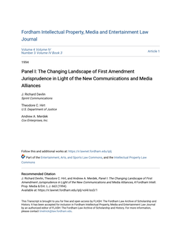The Changing Landscape of First Amendment Jurisprudence in Light of the New Communications and Media Alliances