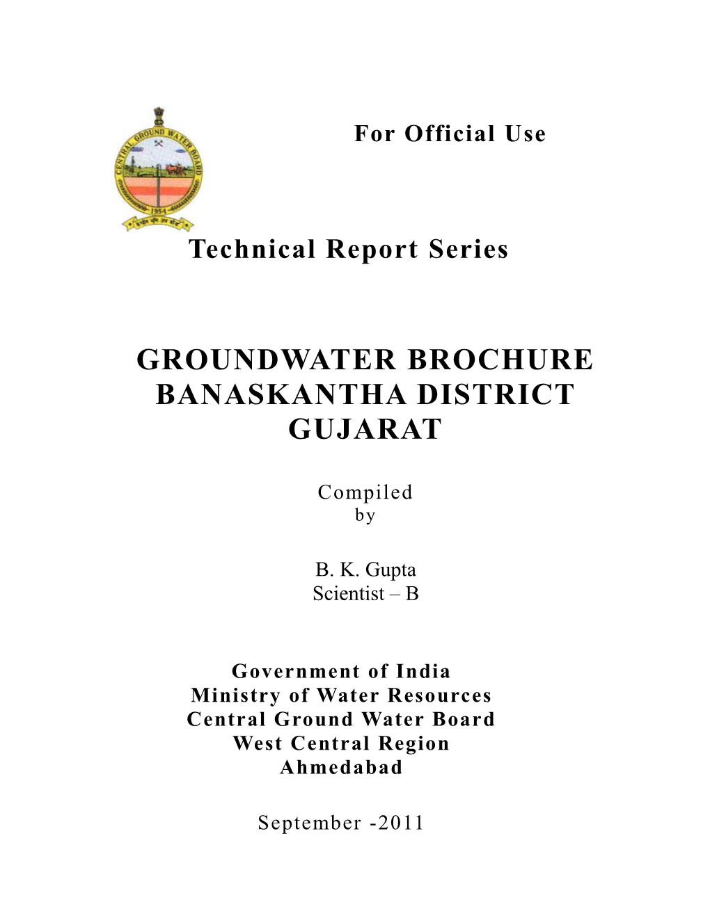 Groundwater Brochure Banaskantha District Gujarat