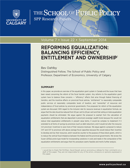 Reforming Equalization: Balancing Efficiency, Entitlement and Ownership†