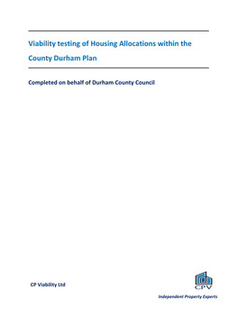 Viability Testing of Housing Allocations Within the County Durham Plan
