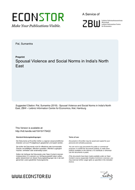 Spousal Violence and Social Norms in India's North East