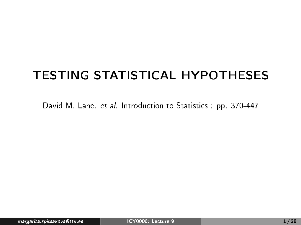 Testing Statistical Hypotheses