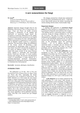 A New Nomenclature for Fungi