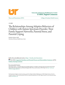 The Relationships Among Adaptive Behaviors of Children with Autism