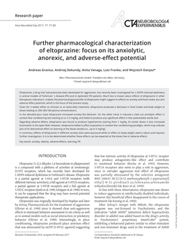 Focus on Its Anxiolytic, Anorexic, and Adverse‑Effect Potential