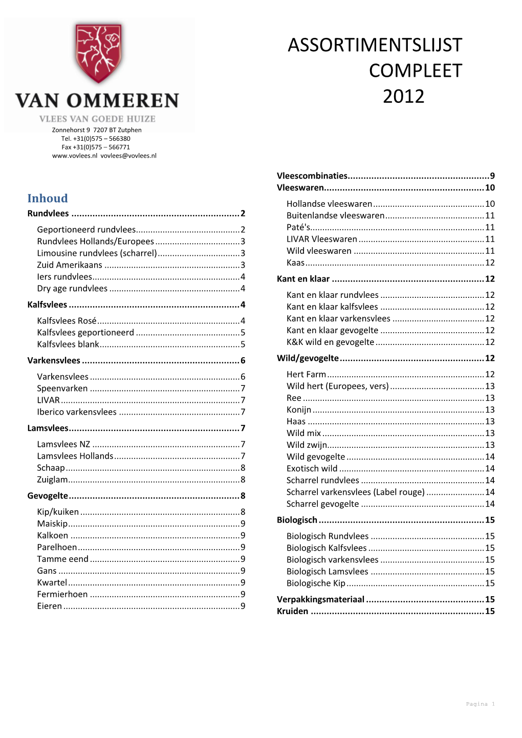 Assortimentslijst Compleet 2012