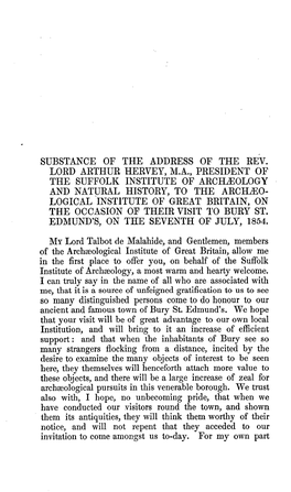 Substance of the Address of the Rev. Lord Arthur