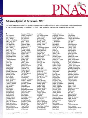 Acknowledgment of Reviewers, 2017