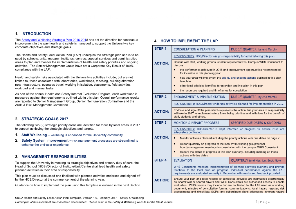 Health And Safety Local Action Plan Template 2014