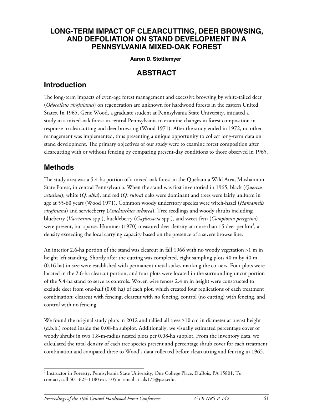 Long-Term Impact of Clearcutting, Deer Browsing, and Defoliation on Stand Development in a Pennsylvania Mixed-Oak Forest