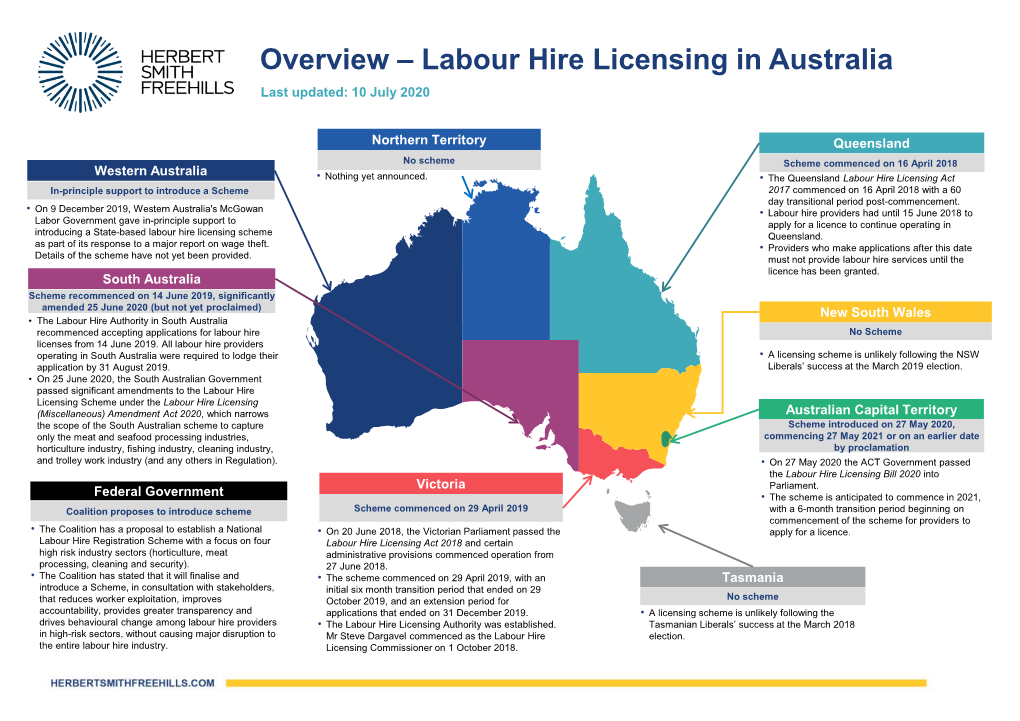 Labour Hire Licensing in Australia Last Updated: 10 July 2020