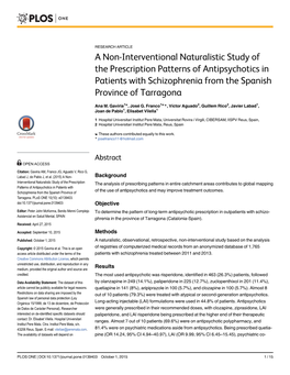 A Non-Interventional Naturalistic Study of the Prescription Patterns of Antipsychotics in Patients with Schizophrenia from the Spanish Province of Tarragona
