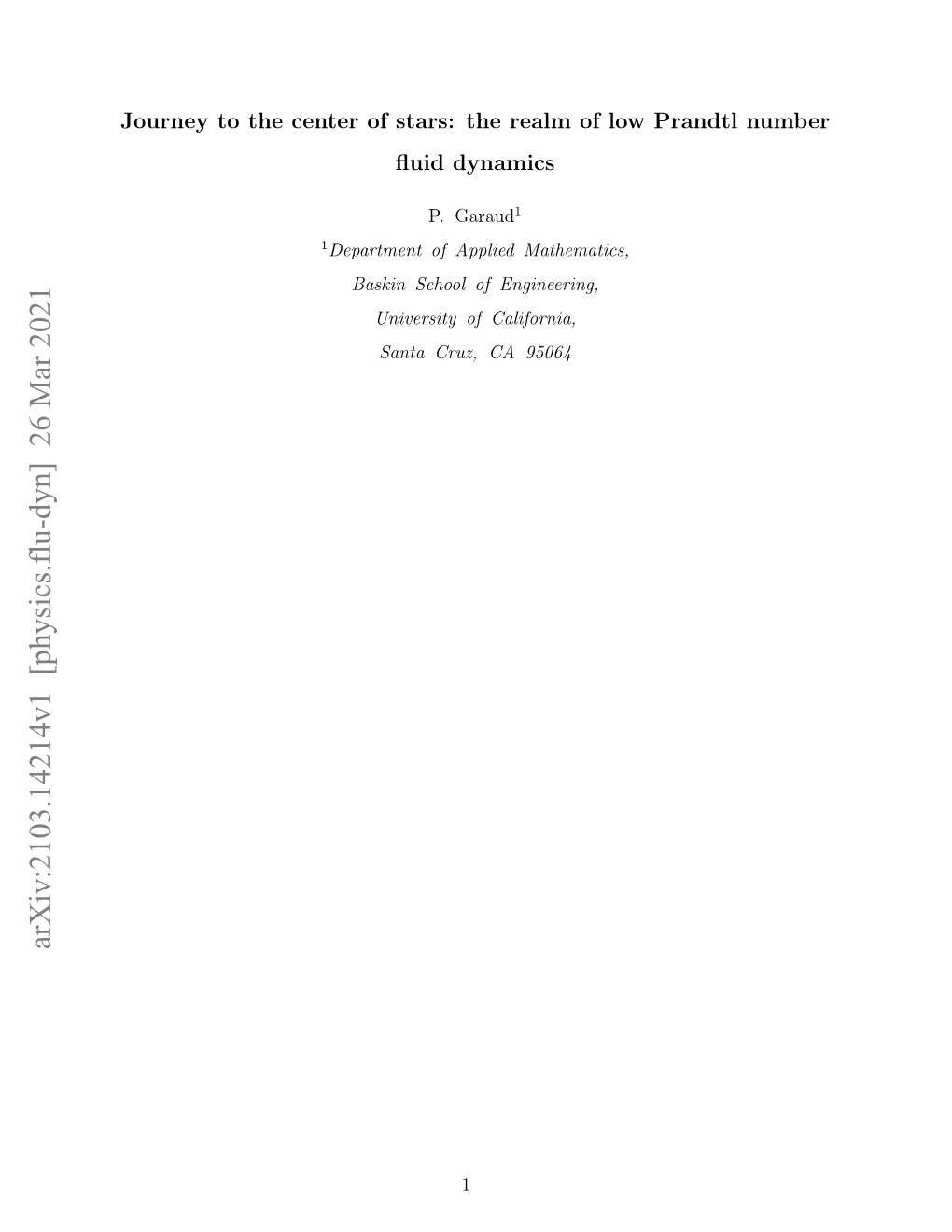 Arxiv:2103.14214V1 [Physics.Flu-Dyn] 26 Mar 2021