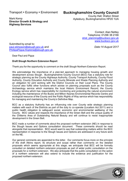 Buckinghamshire County Council Officer Response to Draft Slough