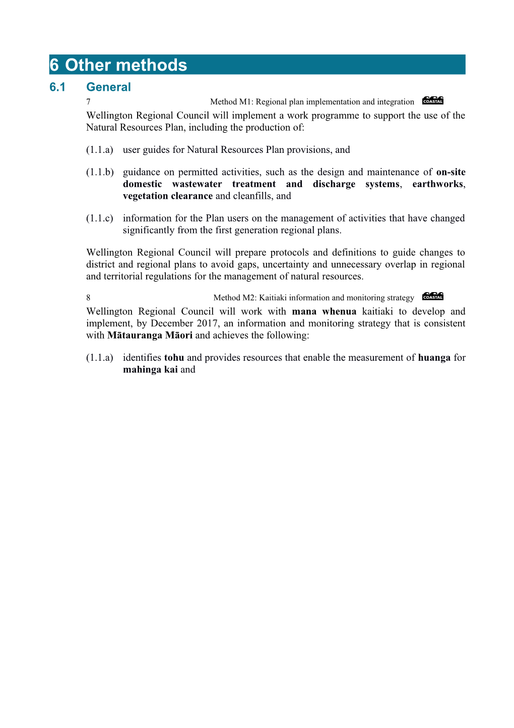 Method M1: Regional Plan Implementation and Integration